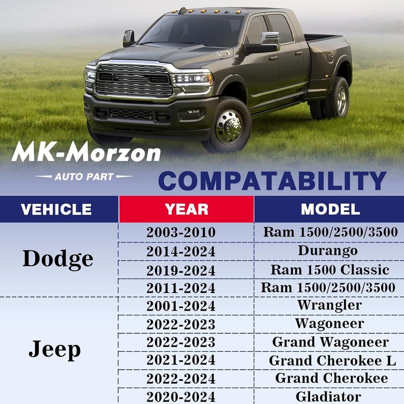 MK-Morzon Body Side Aperture Exhauster Cab Vents Compatible with Jeep Dodge Ram 1500 2500 3500 Cab Rear Air Pressure Cabin Vents Replaces# 68323649AB (2Pcs) - Image 3